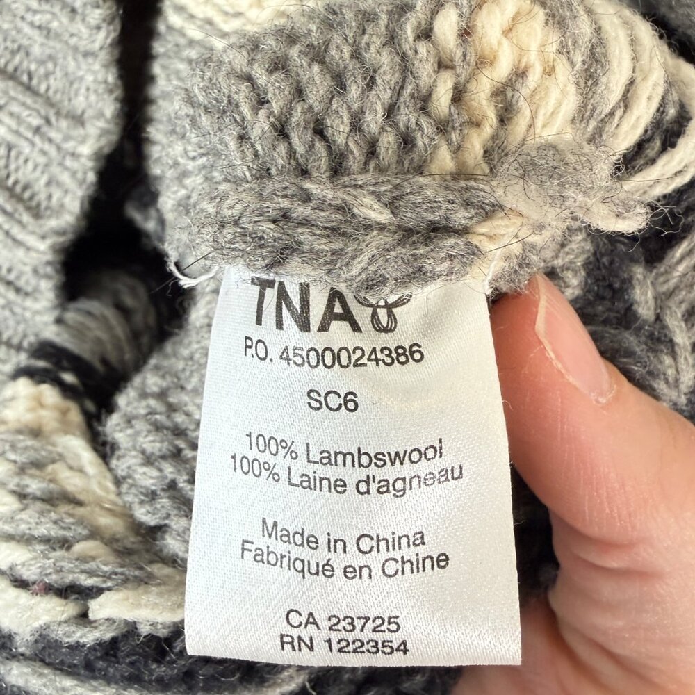 Aritzia TNA Sea to Sky Cowichan Cardigan Sweater Horse Motif Lambswool Skijor S - Picture 5 of 10